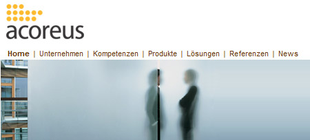Screenshot der Webseite www.acoreus.de